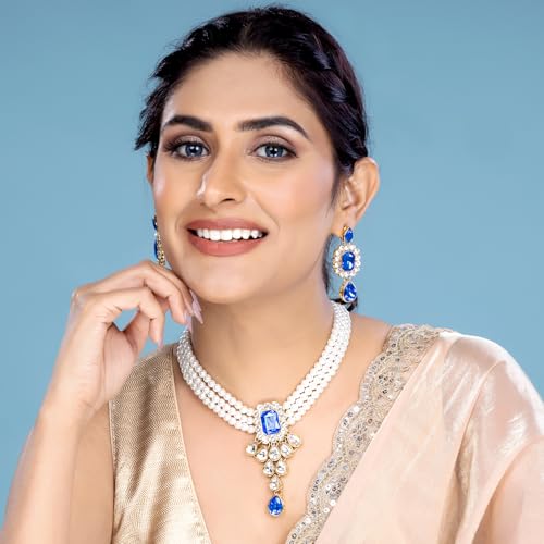 Image of Peora Crystal Faux Pearl Jewellery Gift Set for Women