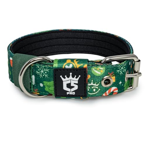 TSPRO Heavy Duty Tactical Dog Collar 1.25" Wide, Padded Dog Collar with Metal Buckle