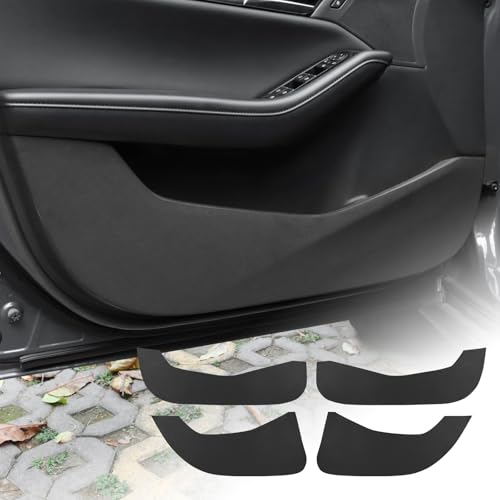 FDAIUN 車ドアキックガード パネル 保護 ステッカー マツダ 3 BP系 2019年~現行に適合 スエード材料 ソフトな手触り カスタムドレスアップ MAZDA 3 アクセサリー 内装パーツ インテリアパネル 両面テープ付き 1pcs (ブラック-ア