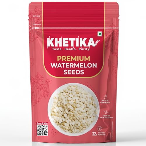 Image of Khetika Watermelon Seeds 200g I Seed for Eating I Tarbuj Beej I Magaj Seeds I Rich in Protein, Potassium, Magnesium & Iron