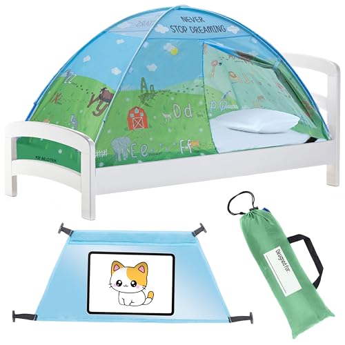 Animal Twin Bed Tent for Kids Indoor Fort - Magical Dream Tents for Boys Pop Up Toddler Bed Canopy for Girls Bunk Bed Tent for Top Bunk - Sensory Sleep Pod for Kids Educational