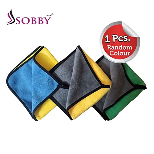 SOBBY 800 GSM Micro Fiber Cloth for Car Cleaning, Detailing, Bike Cleaning, car wash Cloth Microfiber for Vehicle Cleaning, 40x40cm, Dual Color - 1 Pc