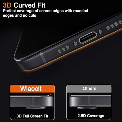Image of Wiaocit 3 Pack Tempered Glass Privacy Screen Protector for iPhone 16e /iPhone 17e with 3 Pack Camera Lens Protector, 9H Hardness, Bubble Free, Case Friendly