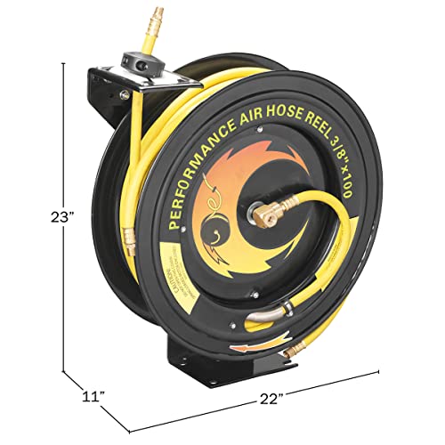 Heavy Duty Retractable 100-Foot Air Compressor Hose and Reel by Pentagon Tools - Thumbnail 2