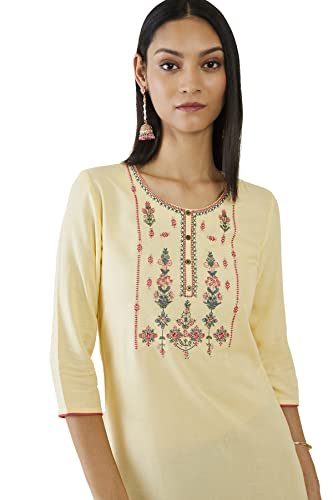 Image of Soch Women Yellow Rayon Embroidered Kurta