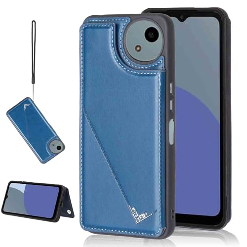 【Aqier】カバー 用 AQUOS Wish4 / SH-52E docomo / A402SH ケースカード (ネイビーブルー) アクオスwish4 ウィッシュ4 ドコモsh52e スマホケース 背面カード 収納 軽量 多機能 ケース 手帳型 シャープ