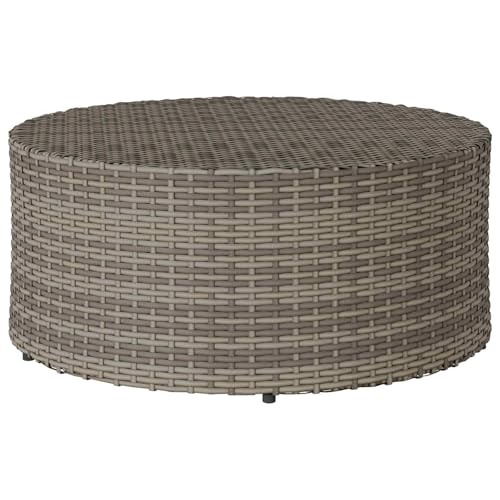 Canditree Outdoor Round Coffee Table - Poly Rattan Garden Table, 68 x 30 cm Side Table (Grey) - Image 4