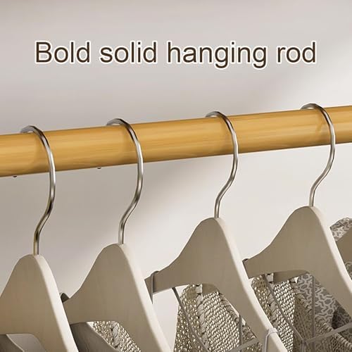 Bamboo Armoire Wardrobe Closet with Hanging Rod - Multi-Functional Organizer for Bedroom & Cloakroom Storage Solutions