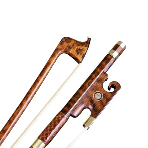 Yinfente Violinenbogen 4/4 in voller Größe, Schlangenholz mit Perlenauge, natürliches Haar, Pernambuko-Ebene, steif und gut ausbalanciert, Violinenbogen in voller Größe für Violinisten und Geiger