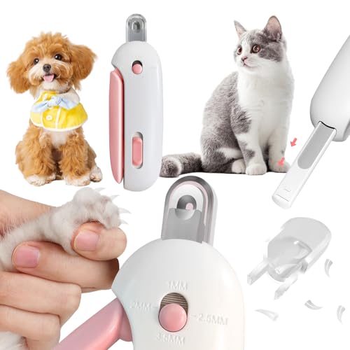 Cat Nail Clipper with Adjustable Aperture, Small Dog Nail Trimmer with 4 Gears & Nail File, Safe Pet Claw Clipper Grooming Tool to Avoid Over Cutting, Professional Pet Nail Cutter for Beginners (Pink)