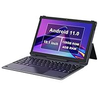 Android Tablet, 10 Zoll Tablet, Tablet mit Tastatur, Android 11, 1920x1200 FHD IPS, WiFi, 13MP+5MP Kamera, 5000 mAh, 10,1 Zoll Display, Zwei Lautsprecher, 128 GB/4 GB RAM, Tablet in Grau