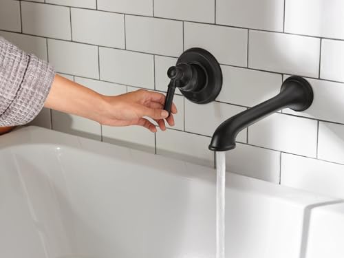 Moen Dartmoor Matte Black Single Handle Wall Mount Tub Filler High Flow Tub Faucet with 10" Spout Reach, WT681BL - image 4