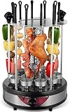 Vertical Rotating Barbecue Grill Electric Smoke-Free For Kebab, Skewers, Roast - Perfect For Home Parties - Automatic Rotisserie Included