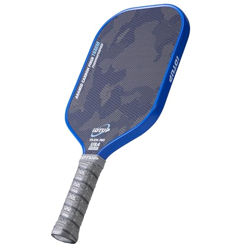 Pickleball Paddles,Thermoformed Pickle Ball Paddle,Aramid Fiber & T700 Carbon Fiber Material,16MM High Performance Blue Camouflage Pickleball Paddles for Superior Control,Spin & Power,USAPA Approved by IDTUP - Used condition - US$19.99