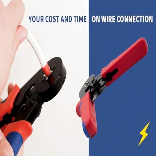 Image of Professional Ferrule Crimping Tool Kit with Ratchet Pliers, 28-5 AWG Hexagonal Crimper, Self-Adjusting Design, 19.5cm Length Ratcheting Mechanism Ferrule Crimping Tool(Crimping Piller)