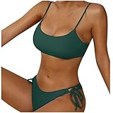 Damen Bikini Set U Ausschnitt Rückenfrei Bandeau Bikini Bademode Cut Out Zweiteiliger Badeanzug Swimsuit Sportlich Strandbikini Strandkleidung Sexy Tube Top Bademode High Waist Badeanzug