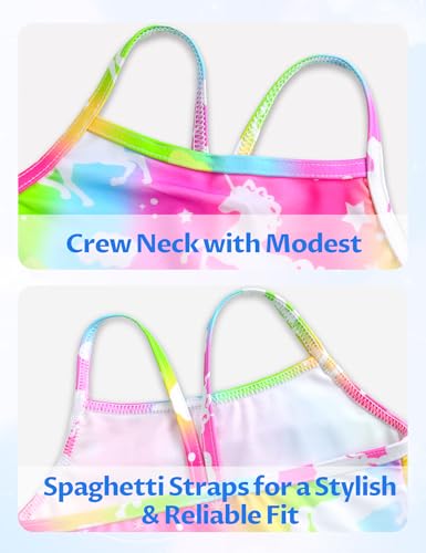 Girl Bathing Suit Size 6-7 Years Old Rainbow 2-Piece Tankini Swimsuit for Summer Beach3