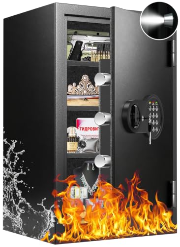 Mitlvge 35Min Real Fireproof Safe Box, 23.4'' Tall Home Safes Water and Fireproof with Keys & Pass...