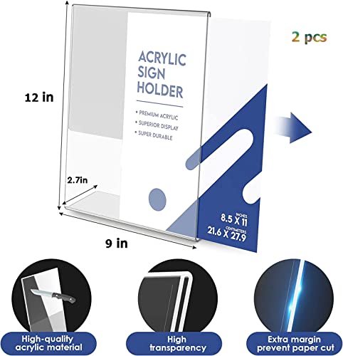 Image of Parikshit Sublimation 2 Pcs Display Stand A4 Size Paper Holder for Exhibition Shop Acrylic Flyer Sign Holder Table Top Photo Frame 12x9 Inch