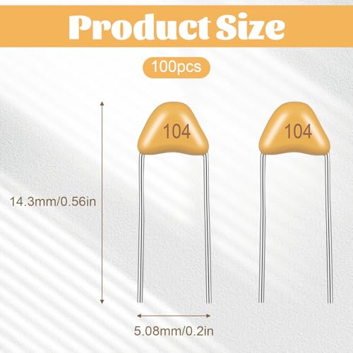 100 Stück 0,1 µF 104 100 nF Monolithische Keramik Kondensator, 50V Keramik Kondensator Sortiment Kit Mehrschichtiger Kondensatoren Monolithic Ceramic Capacitor Capacitors (5,08 mm)