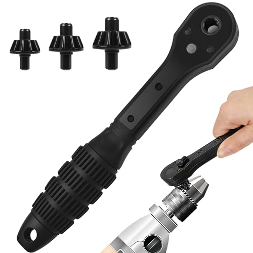 Universal 3-in-1 Ratchet Drill Chuck Key Wrench with Magnetic Quick-Change Heads Multi-Size Replacement Tool (1.5-16mm) for Electric Drill & Drill Press Professional Hand Tool for DIY & Workshop