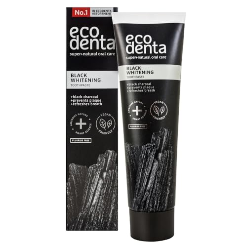 ECODENTA Pasta Dental Con Carbón Activado Sin Flúor. Pasta Dental Negra, Multicolor, 100 ml, Otros