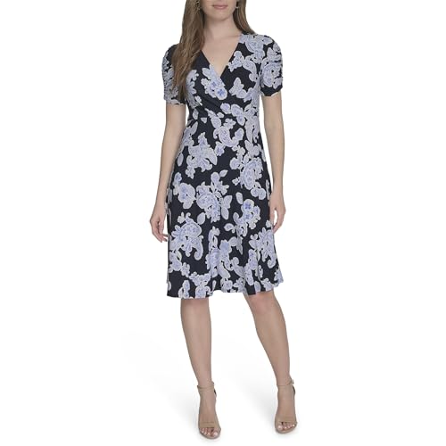 Image of Tommy Hilfiger Floral Ruche Empire Waist Fit-and-Flare