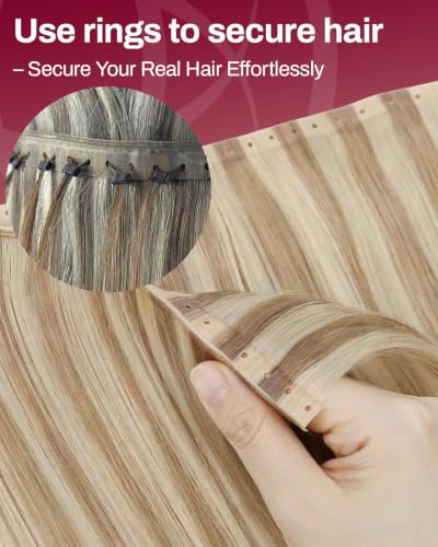 Image of Moresoo Butterfly Weft Hair Extensions Remy Human Hair 14 Inch 50g | Remy human hair butterfly weft, light ash beige blonde, OVO PU hole, for adding volume with soft straight blend
