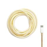 Cable Protector Animal Proof Wire Repair, Cord Protector for Pets Headphone Saver Spiral Cable Wrap Strain Relief, Cord Sleeve for Phone Cable USB Date Cable, 60 inches, 2 pcs, Gold