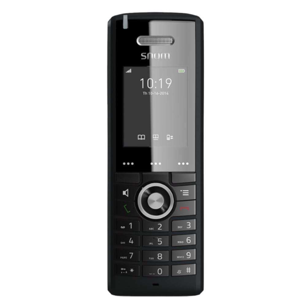 Snom M65 Professional DECT-Mobilteil (250 Stunden Standby, 2 Zoll 176 x 220 Pixel TFT, SW OTA-Upgrade, Vibrationsalarm, Gürtelclip, beleuchtete Tastatur), Schwarz, 00003969
