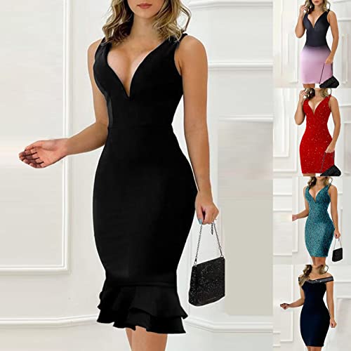 Vestido justo maiduoduo01 com costas nuas, elegante, com apliques e glíter, curto, moda urbana, Pret