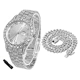 Halukakah Diamonds Watch Iced Out for Boy Teens - Platinum Plated - 42mm Round Dial - 8