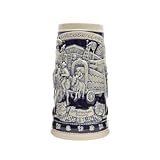Beer Stein Blue Munich Oktoberfest Beer Wagon Beer Mug by E.H.G | .75 Liter
