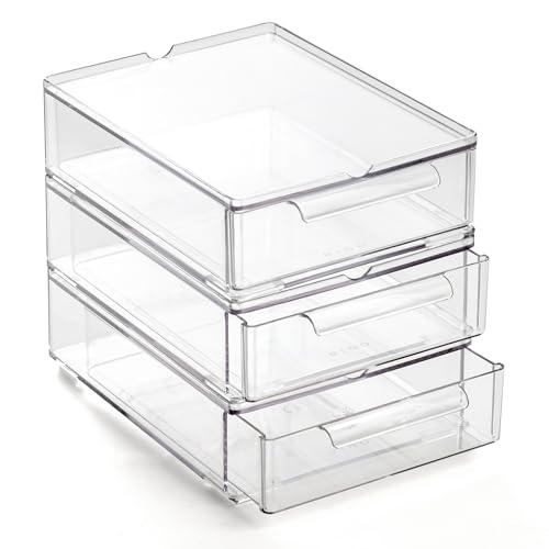 BINO | Clear Stackable Storage Drawers, Small  - Detailed View