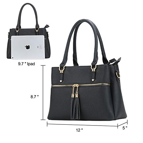 Kkxiu Triple Compartment Purses And Handbags For Women Top Handle Satchel Shoulder Ladies Bags With Tassel (D-Black) #TOP6
