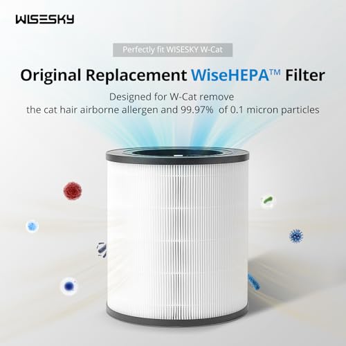 Image of WiseHEPA Carbon Replacement Filter Compatible with WS360A Air Purifier, 9.33 inchL x 9.33 inchW x 10.39 inchH, Removes Pollen, Dust, Smoke, 1 Pack, White, Coverage 1644 sq.ft
