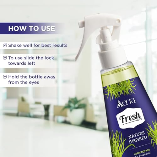 Image of Aerra Lavender & Lemongrass Air Freshener Spray Combo, 2x250ml - Tranquil Zest Edition, 5600+ Sprays for Home, Kitchen, Car, Office, Meditation Space, Non-Aerosol Odor Eliminator