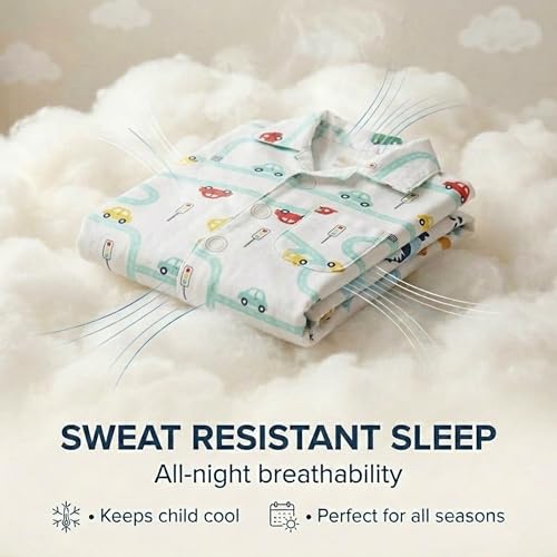 Image of The Mom Store Kids Cotton Night Suit for Boys and Girls | Soft Breathable Night Dress for Kids Boys and Girls | Printed Nightsuit Pajama Set | Comfortable All-Season Sleepwear for Daily Use