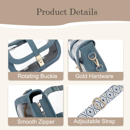 Image of LOXOMU Clear Bag for Stadium Events, Cute Clear Crossbody Bag Stadium Approved, Small Clear Concert Purse for Women