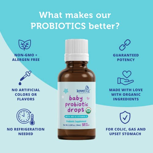 Lovebug Probiotics PI212022 Lovebug Award Winning Usda Organic Probiotic For Infants & Babies 0-12 Months | Helps W/Colic, Reflux, Diarrhea, Constipation & Gas | Multi-Strain 5 Billion Cfu | Liquid Drops thumb #3