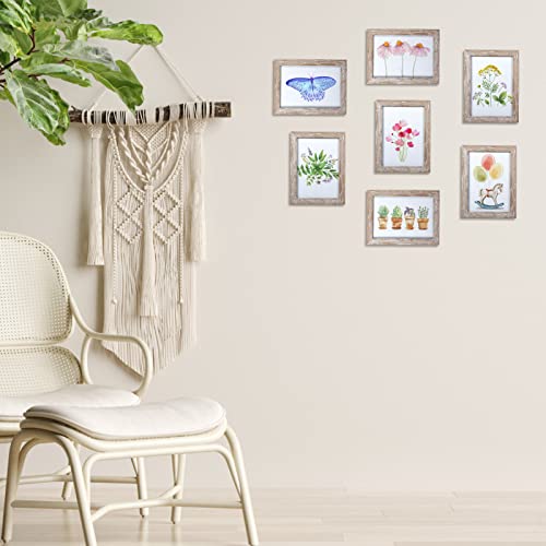 Lyeasw Rustic 5X7 Picture Frame Set Of 12, Multi Woodgrain Farmhouse Photo Frames For Wall Or Tabletop, Beige #TOP6