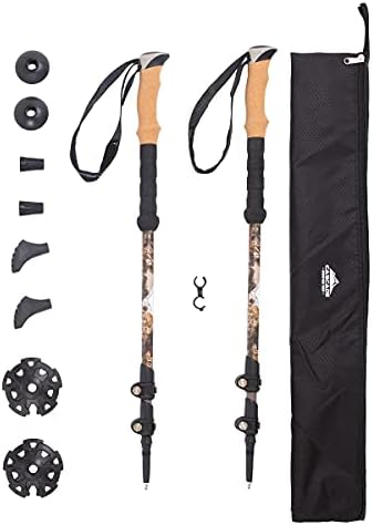 Cascade Mountain Tech Trekking Poles - Carbon Fiber Walking or Hiking Sticks with Quick Adjustable Locks (Set of 2), Cork Grip, Mossy Oak Elements Contour Pattern