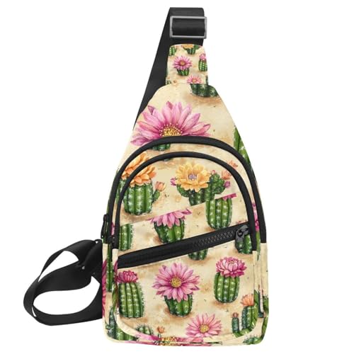 Mochila bandolera para hombre con estampado de cactus de 30x18 cm