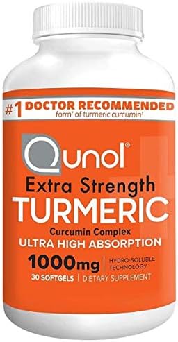 Turmeric Curcumin Softgels, Qunol with Ultra High Absorption 1000mg, Joint Support, Dietary Supplement, Extra Strength, 30 Softgels