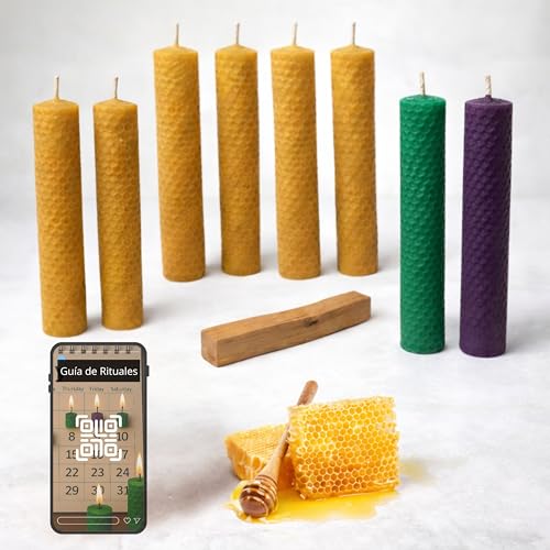 ME HECHIZAS TU® Kit Ritual Velas de Miel 100% Cera de Abeja | 8