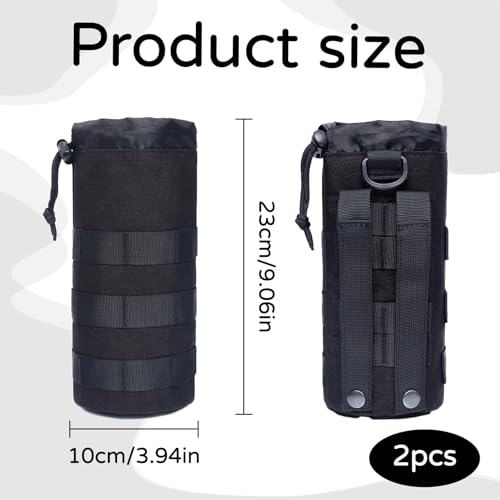 2 PCS Sac de Bouteille d'eau Molle Tactique,Sac de Bouteille d'eau Tactique,Pochette,Porte Bouteille Molle en Réglable,Poches de Sac à Dos de Randonnée Militaire pour L'extérieur Marche Camping – vue 2