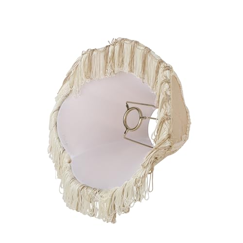 Image of Aspen Creative 55001 Handsewn Scallop Dome Transitional UNO Fringe Lamp Shade in Biscotti Beige, 4 inch Top x 10 inch Bottom x 7 inch Height, Slip UNO 33mm
