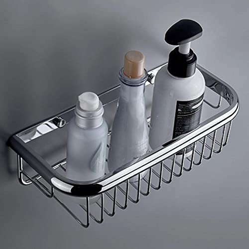 Estante de baño Sin taladrar Estante de Ducha Estantes de Ducha Adhesivos Montado en la Pared Cobre antioxidante para Inodoro Inodoro-Plata_30cm