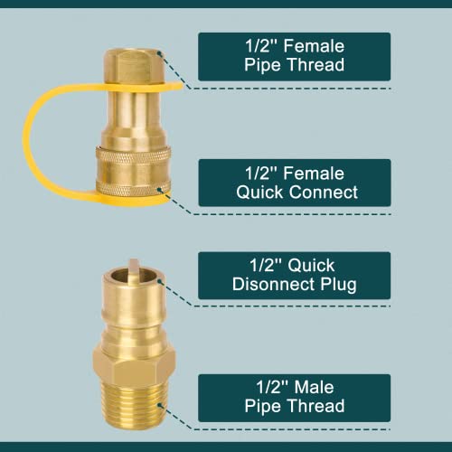 GASPRO 1/2" Propane Quick Connect Fittings，Natural Gas Quick Connect with FNPT, MNPT & Brass by GASPRO - Image 2