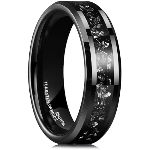 King Will Mens Meteorite Tungsten Wedding Bands